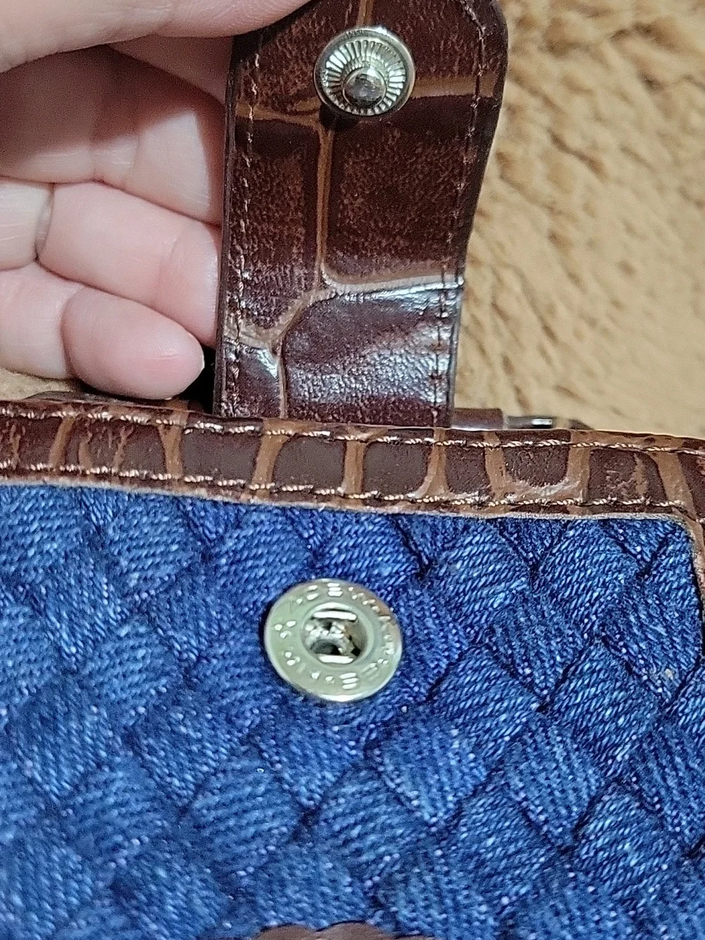 Mini Brown & Blue Heart Accent Crossbody Bag - Picture 9 of 10